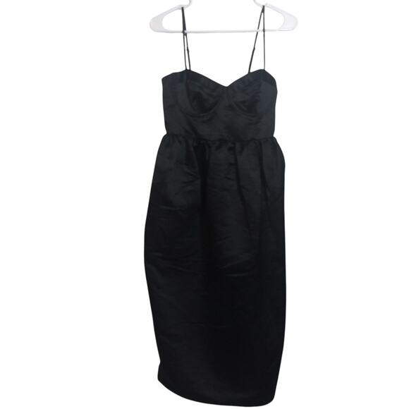 Future Collective Holiday Sweetheart Bubble Satin Midi Dress Black Classic Sz S - Picture 2 of 11